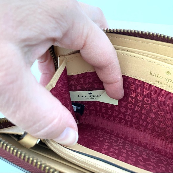 Kate Spade Leather Zip Around Wallet Style S338 Burgundy Wine Gold Hardware - Picture 13 of 13